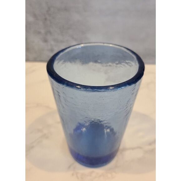 Fire and Light Cobalt BLUE Recycled Glass Tumbler 12oz. Art Glass EUC *Flaw Read - Picture 7 of 16